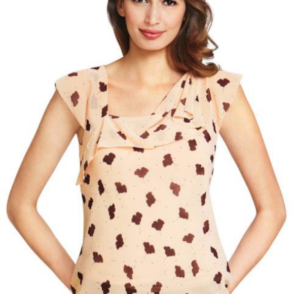 NWT CAbi Playfall Me 981 Sheer Blouse Leaf Medium - Picture 8 of 8